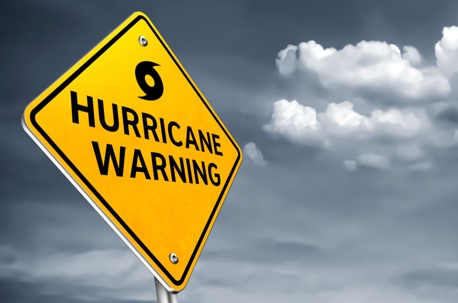 Hurricane warning sign in West Palm Beach