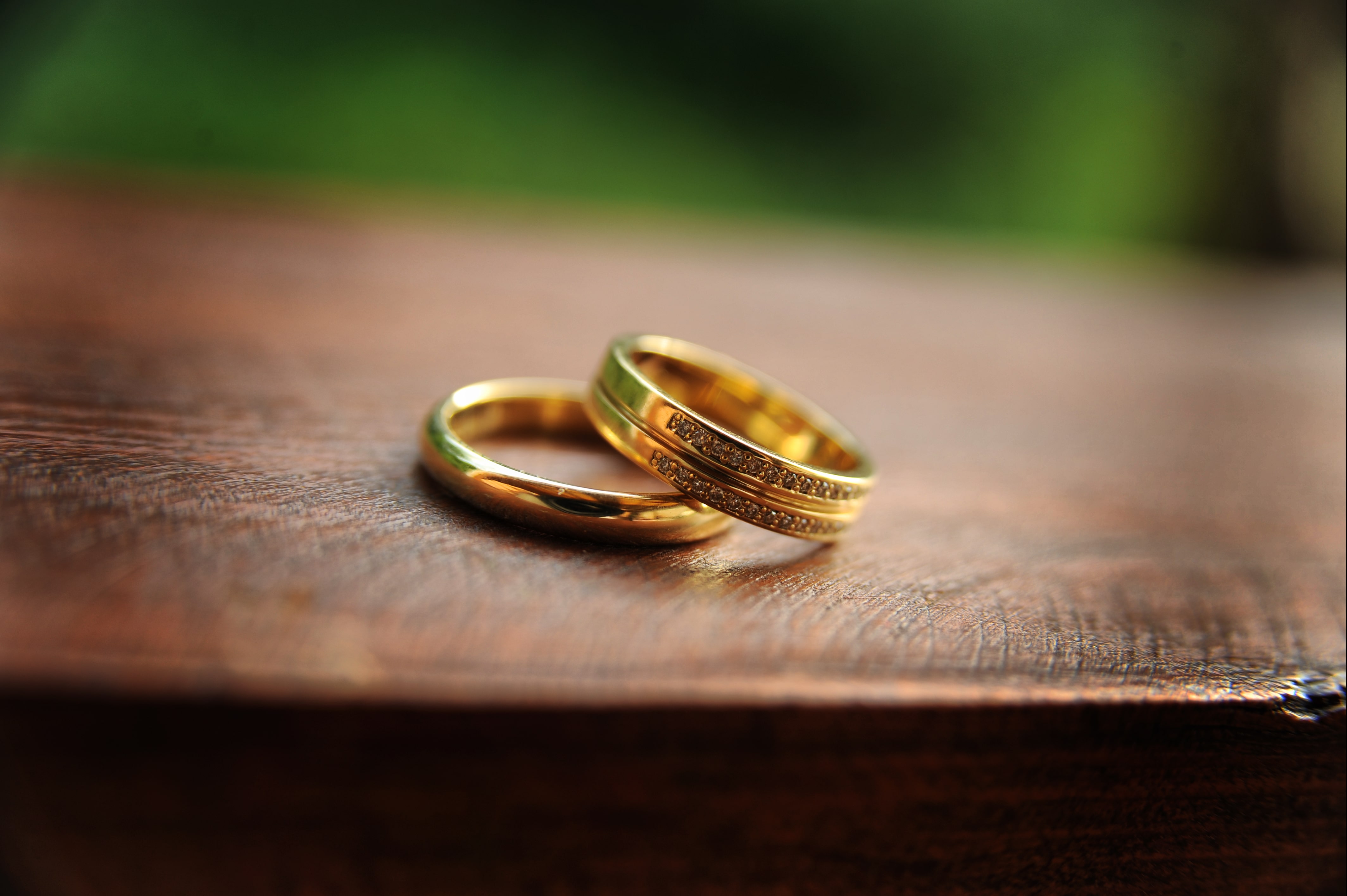 Two rings stacked on a table